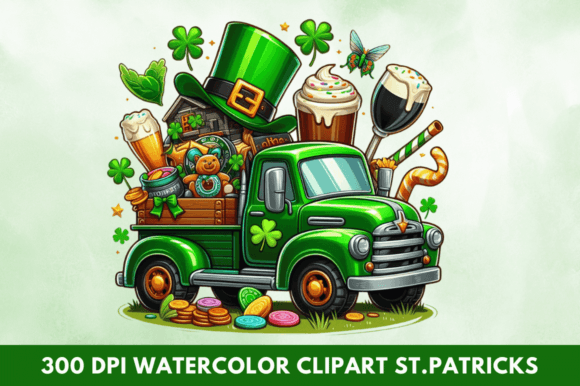 St. Patrick’s Truck Watercolor Clipart Graphic Illustrations By Craft Fair