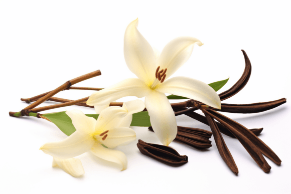 Tender Vanilla Flower and Dry Vanilla Po Graphic Illustrations By saydurf