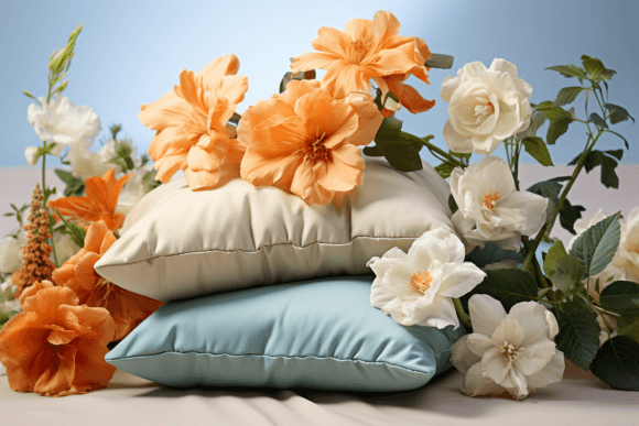 Pillows and Flower, Isolated on White Graphic Illustrations By saydurf