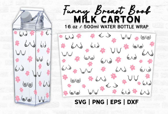 Breast Boobs Milk Carton Bottle Wrap Illustration Modèles Graphiques Par WW Digital Art