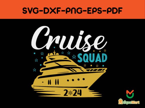 Cruise Squad 2024 Typography T-shirt Gráfico Diseños de Camisetas Por Uniquemart