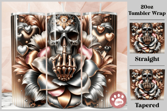 Funny Skull Tumbler Wrap PNG Graphic Crafts By Luna Art Design