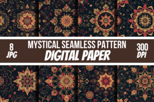 Mystical Seamless Digital Paper Pattern Graphic Backgrounds By Creative River 1