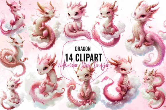 Pink Baby Dragon Sublimation Clipart Graphic Illustrations By Aspect_Studio