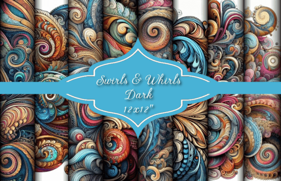 Swirls and Whirls Papers - Dark Gráfico Ilustraciones IA Por lisaclairedesign