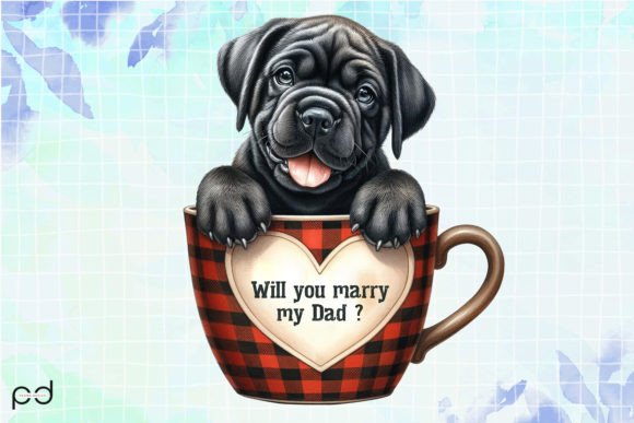 Will You Marry My Dad Dog Coffee Cup Gráfico Ilustrações para Impressão Por Padma.Design