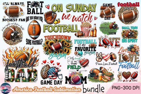 America Football Sublimation Bundle Graphic Crafts By Cherry Blossom