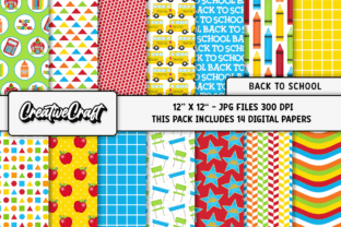 Back to School Digital Papers Scrapbook Graphic Backgrounds By CreativeCraft