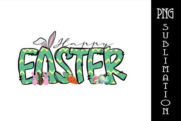 Happy Easter PNG, Green Doodle Alphabet Graphic T-shirt Designs By Digital Creative Art