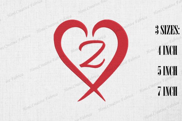 Letter Z with Heart Valentine's Day Día de San Valentín Diseño de Bordado Por Honi.designs