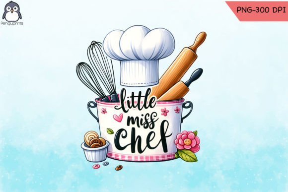 Little Miss Chef Cooking PNG Graphic Print Templates By Penguprints