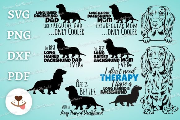 Long Haired Dachshund Bundle Svg Png Dxf Graphic Crafts By Doggie Art Delight