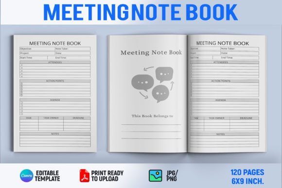 Meeting Note Book Graphic KDP Interiors By Book2Bees