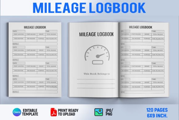 Mileage Logbook Graphic KDP Interiors By Book2Bees