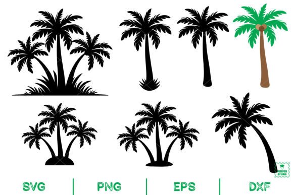 Palm Tree, Bundle Palm Tree Svg Gráfico Ilustrações para Impressão Por AnuchaSVG
