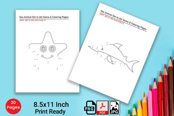 Sea Animal Dot to Dot Game Worksheets Graphic 2nd grade By Hitubrand