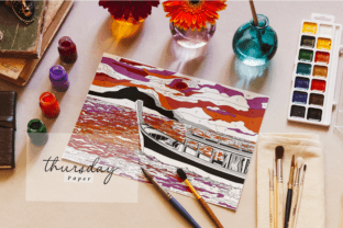 Sea Sunset Color by Number, Paint by NO. Illustration Pages et livres de coloriage Par Thursday paper 3