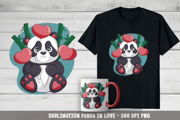 Valentines Day Panda Sublimation PNG Graphic Illustrations By StudioAngelArts