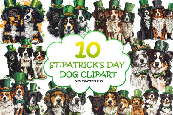 Watercolor St.Patrick's Day Dog PNG Graphic Illustrations By PNKArt