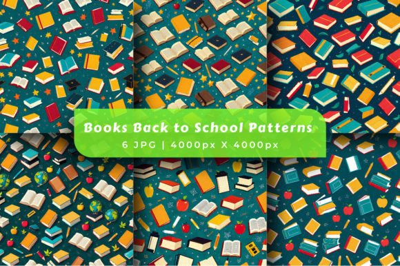 Books Back to School Patterns Collection Grafica Motivi di Carta Di srempire