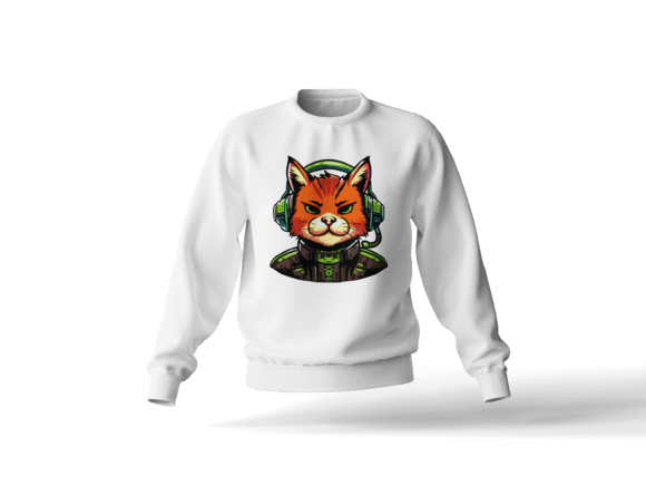 DJ Meow Cat Premium Illustration Tshirt Gráfico Modelos de Impressão Por JR Creation