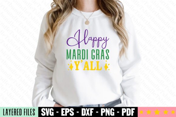 Happy Mardi Gras Y'all Craft SVG Gráfico Diseños de Camisetas Por Tshirt_Bundle