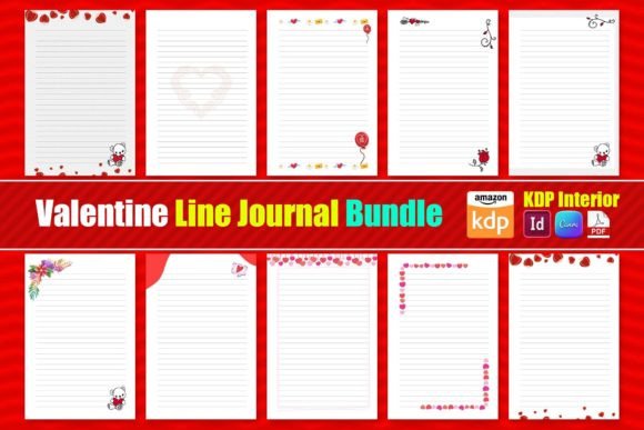 Valentine Day Journal Notebook Bundle Graphic KDP Interiors By KDP Interior Crafts