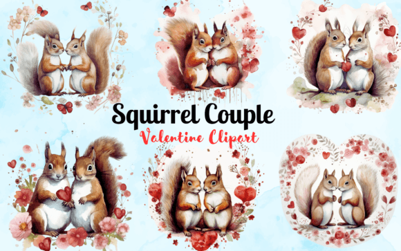 Valentine Squirrel Couple Watercolor Png Graphic Illustrations By A Design