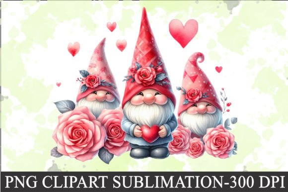 Valentines Gnomes Rose Clipart Grafik Druckbare Illustrationen Von CitraGraphics