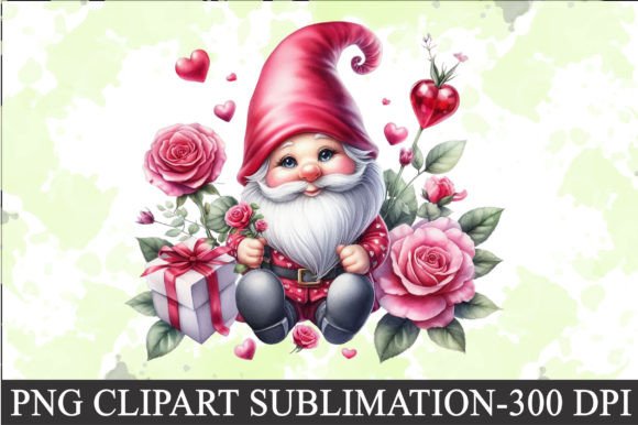 Valentines Gnomes Rose Clipart Illustration Illustrations Imprimables Par CitraGraphics
