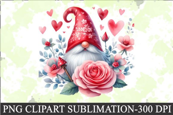 Valentines Gnomes Rose Clipart Illustration Illustrations Imprimables Par CitraGraphics