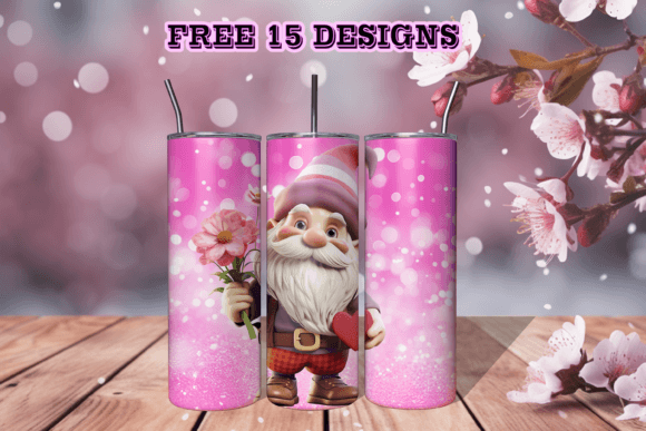 3D Valentine Gnome Tumbler Wrap Png Graphic Crafts By TityDesign