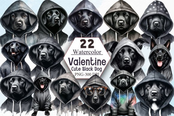 Black Dog Hoodie Sublimation Clipart Grafika Ilustracje do Druku Przez ArtStory
