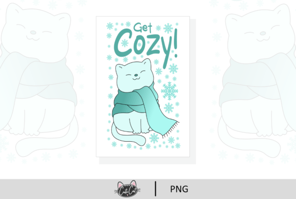 Cute Cat Get Cozy Winter Kitty Poster Afbeelding Afdruk Sjablonen Door cutecat