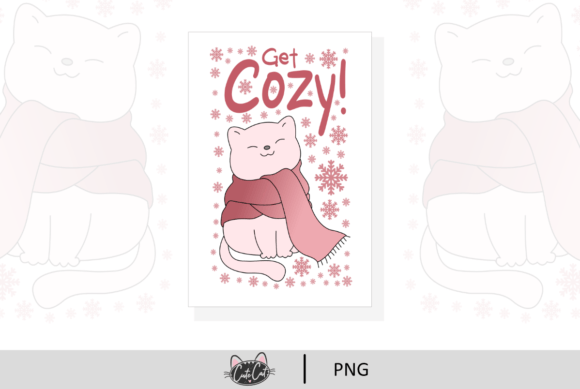 Cute Cat Get Cozy Winter Kitty Poster Afbeelding Afdruk Sjablonen Door cutecat