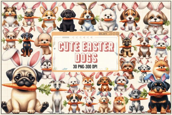 Cute Easter Dogs Sublimation Bundle Graphic Illustrations By DS.Art