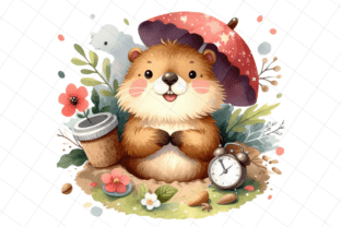 Groundhog Day Cute Watercolor Clipart Graphic Illustrations By vectmonster