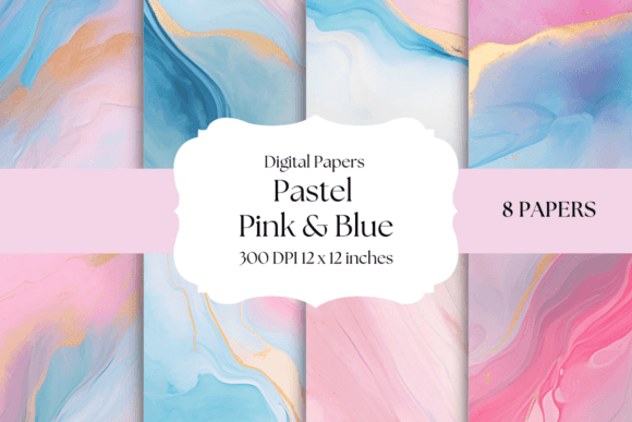 Pastel Pink and Blue Digital Papers Grafica Sfondi Di More Paper Than Shoes