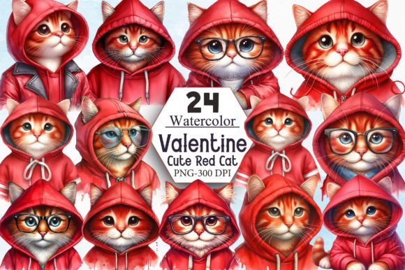 Red Cat Hoodie Sublimation Clipart Graphic Illustrations By ArtStory