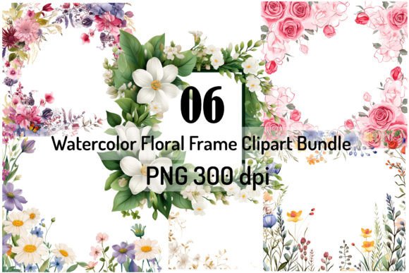 Watercolor Spring Floral Frames Clipart Graphic Illustrations By Print Market Designs