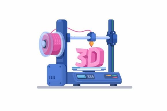 3D Printer Device Cartoon Illustration Grafika Ilustracje do Druku Przez aryo.hadi