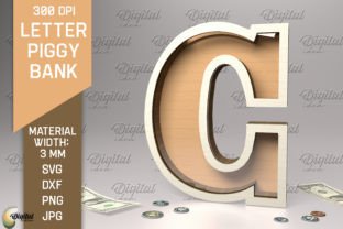 Letter Piggy Bank Laser Cut Bundle Illustration SVG 3D Par Digital Idea 6
