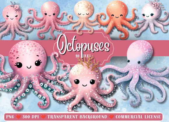 Octopuses Png Gráfico Ilustraciones Imprimibles Por AnetArtStore