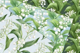 Seamless Lily of the Valley Flower Paper Gráfico Padrões de Papel Por ThingsbyLary 3