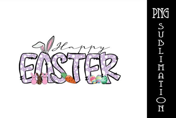 Happy Easter PNG, Purple Dots Alphabet Graphic T-shirt Designs By Digital Creative Art