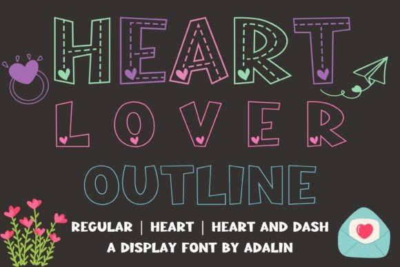 Heart Lover Outline Display Font By Adalin Digital