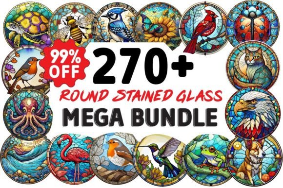 Stained Glass Round Mega Bundle Bundle By watercolor Design