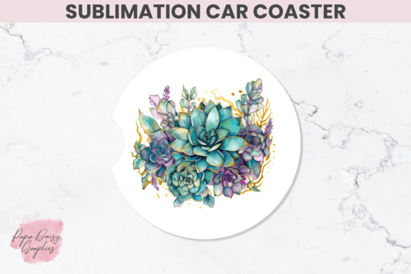 Succulent Sublimation Car Coaster Grafica Modelli di Stampa Di Paper Daisy Graphics