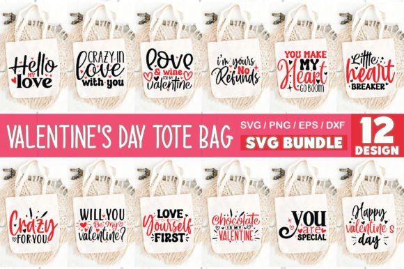 Valentine's Day Tote Bag SVG Bundle Graphic Crafts By crafthome