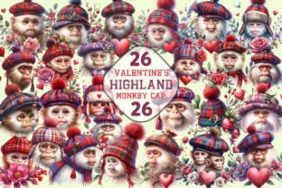 Valentines Highland Monkey Cap Clipart Illustration Illustrations Imprimables Par CitraGraphics 1